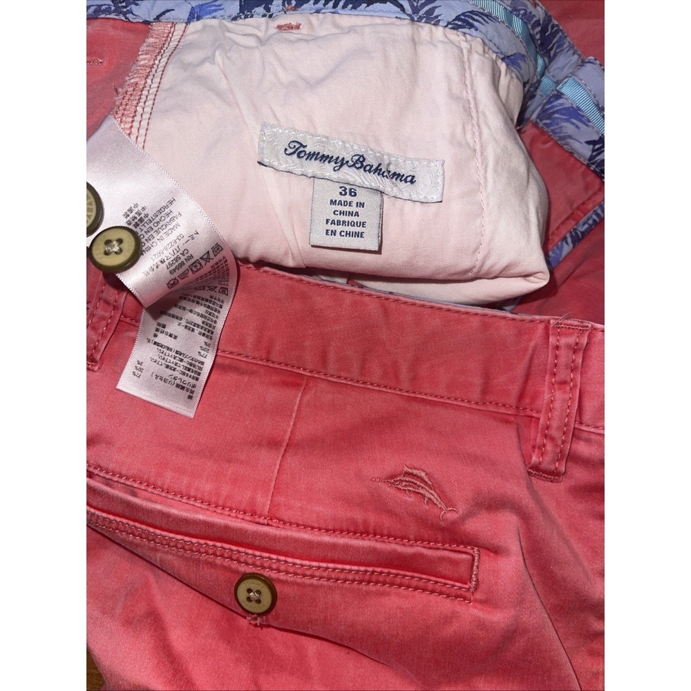 Tommy Bahama Shorts Mens 36 Coral Tropical Cotton Tencel Stretch Beach Golf Vaca